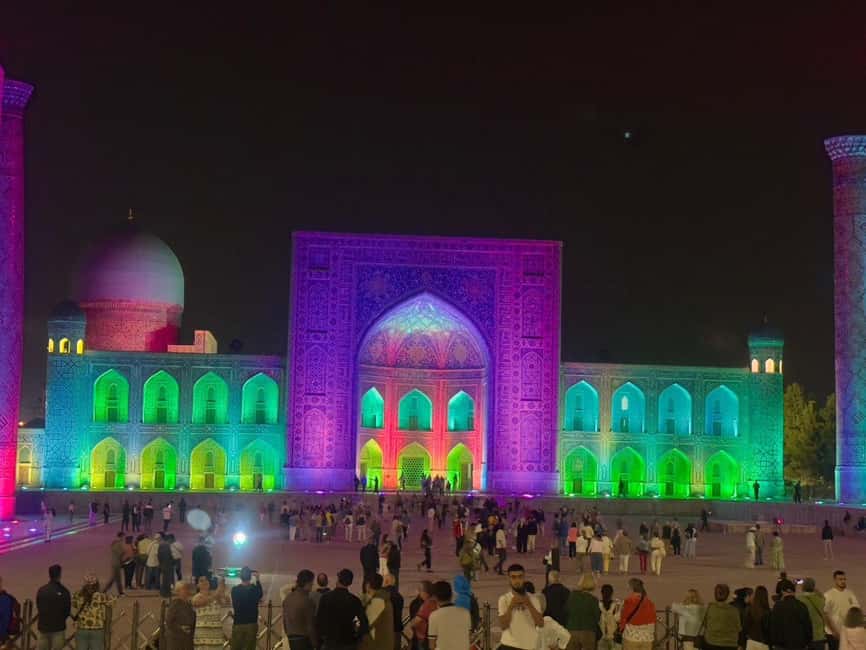 Samarkand Moonlight Tour: A Timeless Night Experience - Registan Square under evening lights