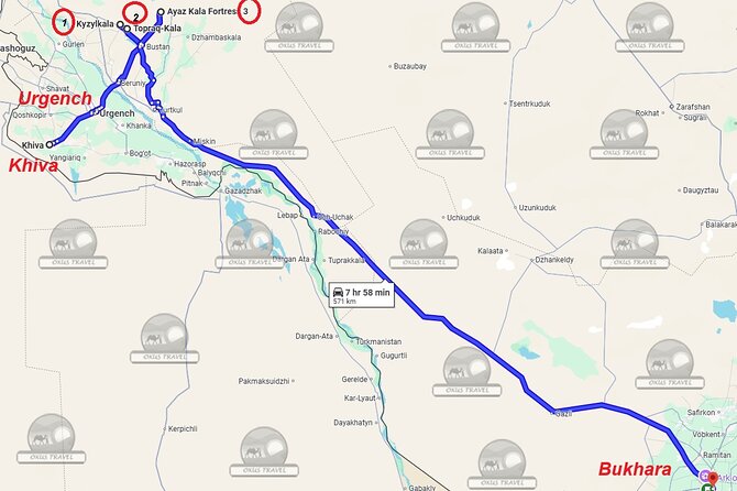 Transfer from Khiva to Bukhara by Fortresses - What the private vehicle changes